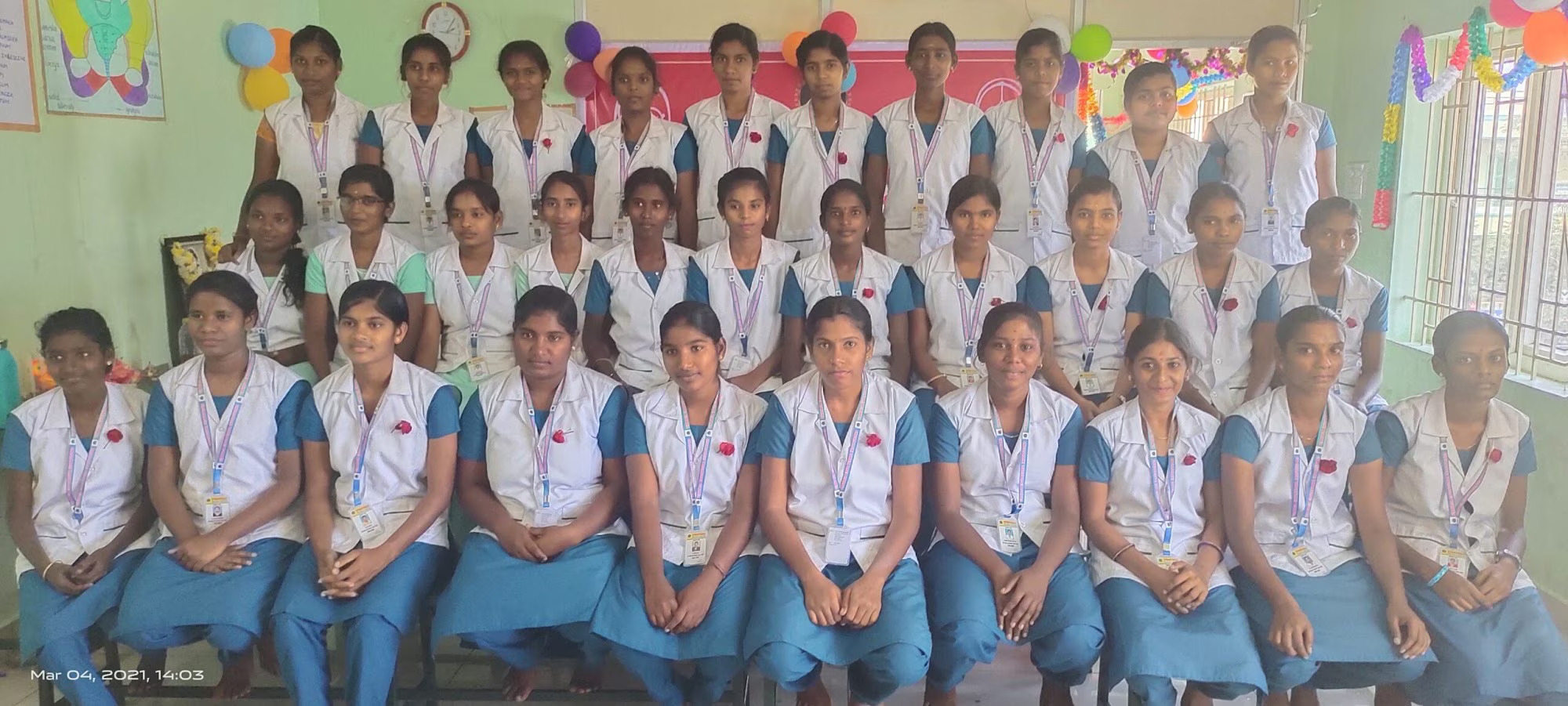 Vinayaga nursing students in classroom during practical session